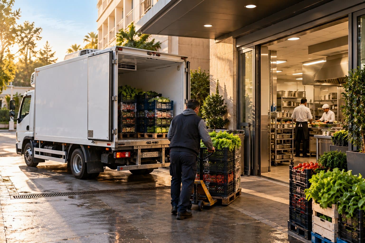 Bir işletmeye yapılan meyve sebze teslimatı